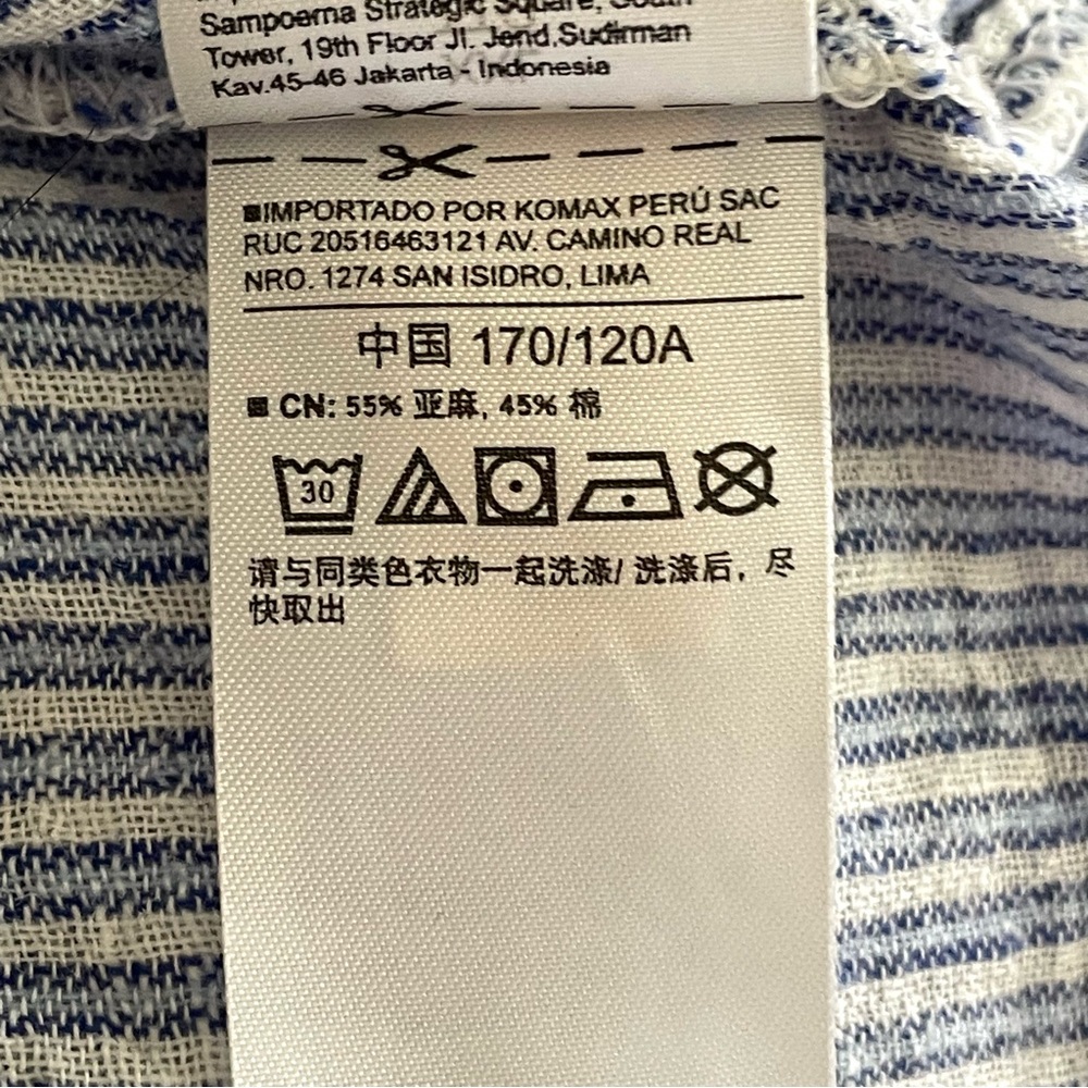 OLD NAVY Linen Cotton Blend Blue and White Striped Flutter Sleeve Blouse, XXL - Picture 10 of 15